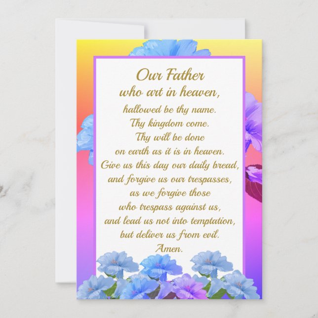 Cartes Pour Fêtes Annuelles Our Father Prayer Mathew 6:9-13 Card (Devant)