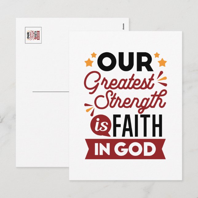 Cartes Pour Fêtes Annuelles Our Greatest Strength Is Faith in God Quote (Devant / Derrière)