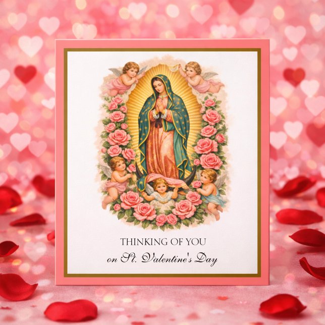 Cartes Pour Fêtes Annuelles Our Lady of Guadalupe Mary Angels with Roses  (Créateur téléchargé)
