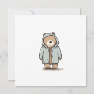Cartes Pour Fêtes Annuelles Ours à petite aquarelle mignon