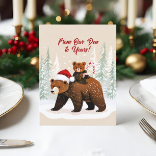 Cartes Pour Fêtes Annuelles Ours adorables et message festif