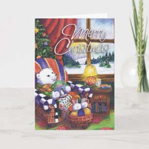 Cartes Pour Fêtes Annuelles Ours blanc confortable, Joyeux Noël