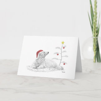 Cartes Pour Fêtes Annuelles Ours blanc dans un casquette de Père Noël