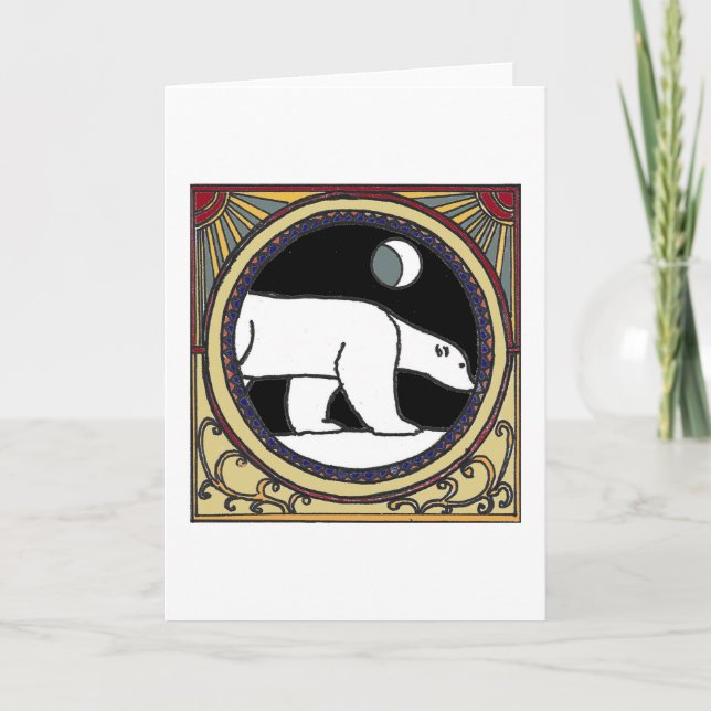 Cartes Pour Fêtes Annuelles Ours blanc de Nouveau (Devant)