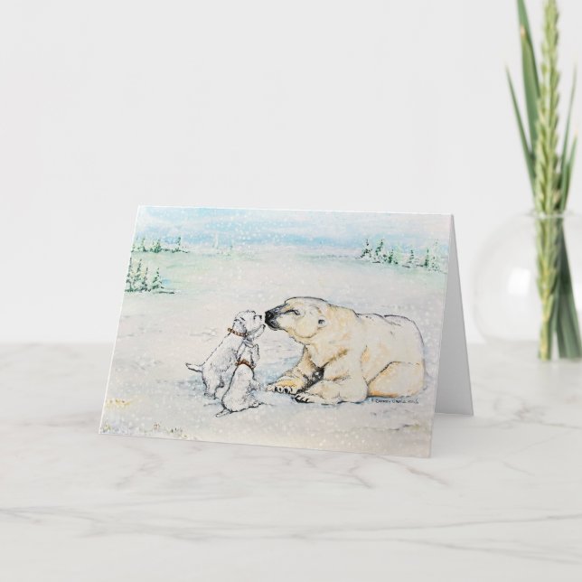 Cartes Pour Fêtes Annuelles Ours blanc Westies (Devant)