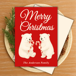 Cartes Pour Fêtes Annuelles Ours blancs Whimsical avec Sucres de canne Noël