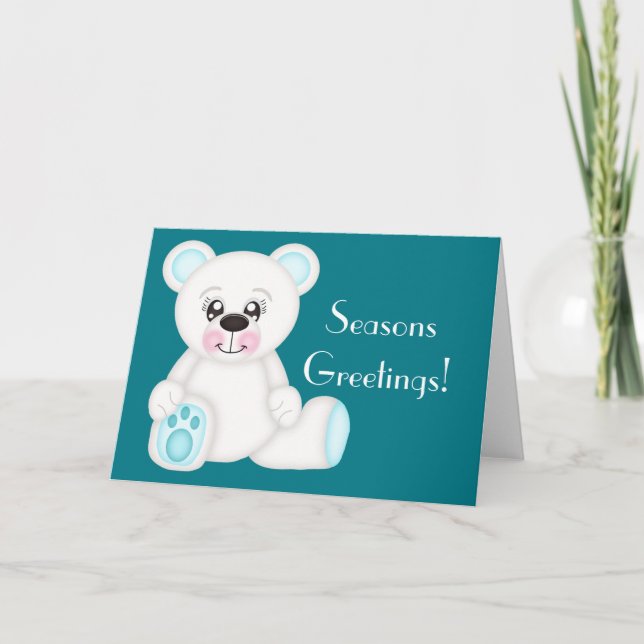 Cartes Pour Fêtes Annuelles Ours bleu polaire de Noël (Devant)