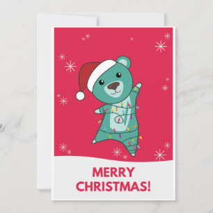 Cartes Pour Fêtes Annuelles Ours Colorés Joyeux Noël Animaux d'Hiver Ours