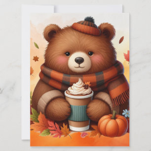 Cartes Pour Fêtes Annuelles Ours d'automne rustique/vintage