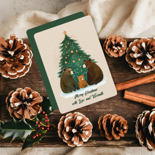 Cartes Pour Fêtes Annuelles Ours de bois Arbre étoilé Charme neige Noël