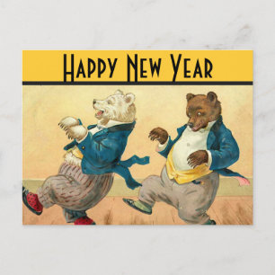 Cartes Pour Fêtes Annuelles Ours de danse Nouvel An Voeux