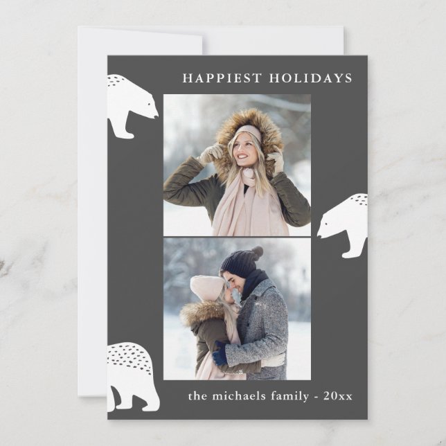 Cartes Pour Fêtes Annuelles Ours de fête Deux vacances de Noël photo (Devant)