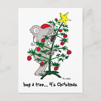 Cartes Pour Fêtes Annuelles Ours de koala étreignant un arbre de Noël