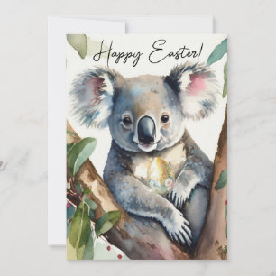 Cartes Pour Fêtes Annuelles Ours de Koala tenant un oeuf de Pâques d'or