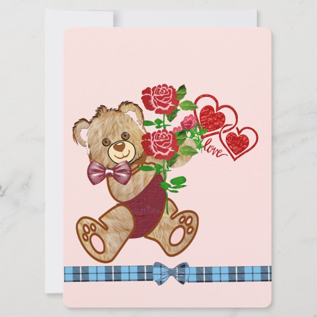 Cartes Pour Fêtes Annuelles Ours de la Saint-Valentin mignon (Devant)
