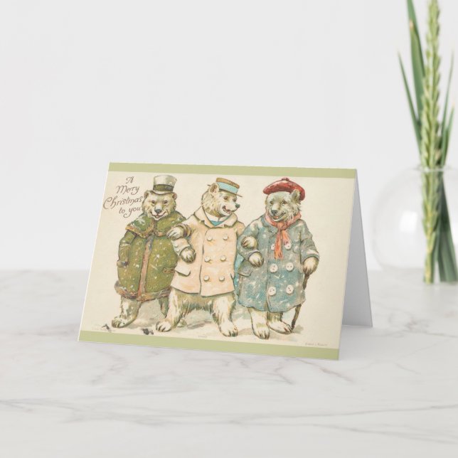 Cartes Pour Fêtes Annuelles Ours de Noël (Devant)