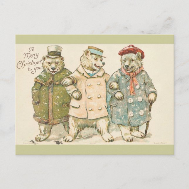 Cartes Pour Fêtes Annuelles Ours de Noël (Devant)