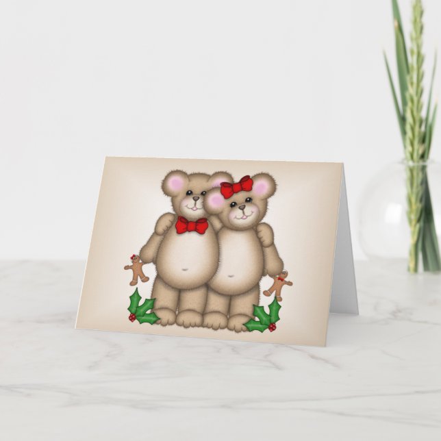 Cartes Pour Fêtes Annuelles Ours de Noël (Devant)