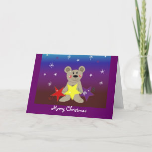 Cartes Pour Fêtes Annuelles Ours de Noël avec des étoiles