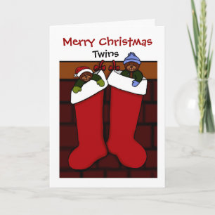 Cartes Pour Fêtes Annuelles Ours de Noël en bas jumeaux