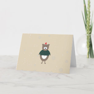 Cartes Pour Fêtes Annuelles Ours de Noël Moderne Plat Couleur Personnalisable
