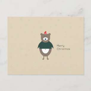 Cartes Pour Fêtes Annuelles Ours de Noël Moderne Plat Couleur Personnalisée MO