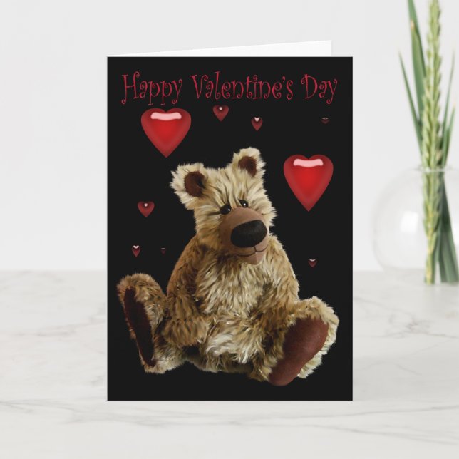 Cartes Pour Fêtes Annuelles Ours de nounours heureux de jour de Valentines (Devant)