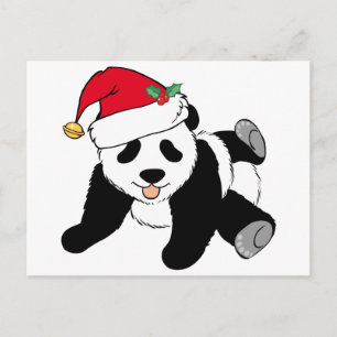 Cartes Pour Fêtes Annuelles Ours de panda de Noël à Santa Hat