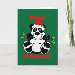 Cartes Pour Fêtes Annuelles Ours de panda de Noël drôle