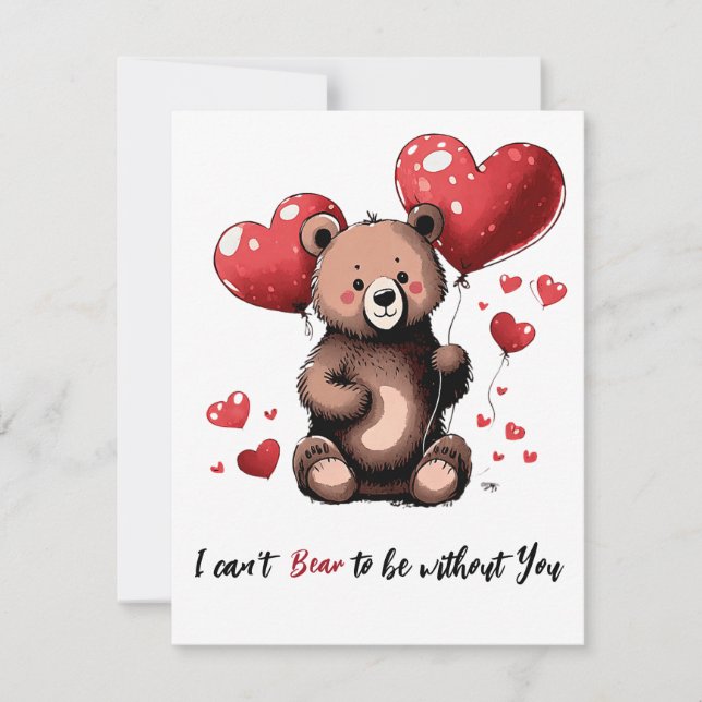 Cartes Pour Fêtes Annuelles Ours de Valentine (Devant)