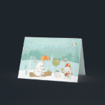 Cartes Pour Fêtes Annuelles Ours du paysage de neige et pastel de Snowman<br><div class="desc">Une scène enchanteresse d'animaux mignons comme des ours, des oiseaux, des lapins, des haies et des bonbons de neige alors que la neige tombe dans le joli paysage forestier. Facilement personnalisé avec vos propres salutations et noms. J'ai créé l'oeuvre en utilisant des éléments dessinés par le fabuleux artiste Lisa Glanz,...</div>