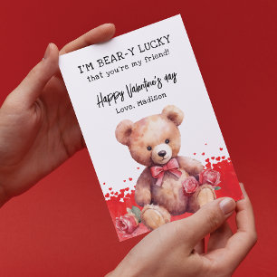 Cartes Pour Fêtes Annuelles Ours en peluche aquarelle pour la Saint-Valentin