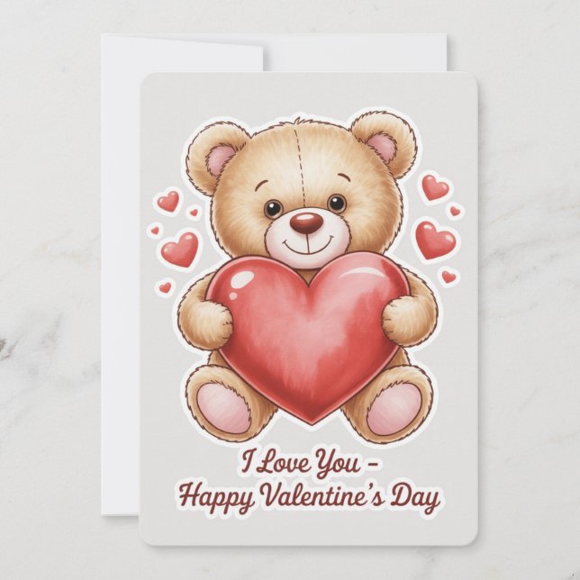 Cartes Pour Fêtes Annuelles Ours en peluche de la Saint-Valentin (Devant)