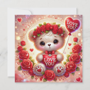 Cartes Pour Fêtes Annuelles Ours en peluche de la Saint-Valentin avec ballon e