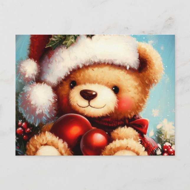 Cartes Pour Fêtes Annuelles Ours en peluche de Noël 4 (Devant)