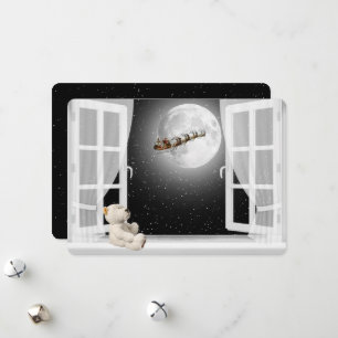 Cartes Pour Fêtes Annuelles Ours en peluche de Noël dans la fenêtre