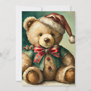 Cartes Pour Fêtes Annuelles Ours en peluche de Noël Vintage