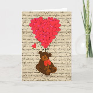 Cartes Pour Fêtes Annuelles Ours en peluche et coeur