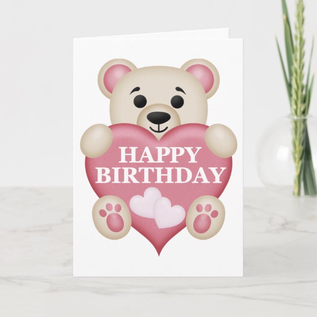 Cartes Pour Fêtes Annuelles Ours en peluche mignon - Joyeux anniversaire (Devant)