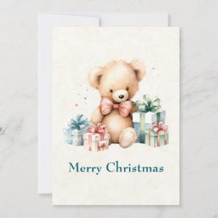 Cartes Pour Fêtes Annuelles Ours en peluche mignonne avec cadeaux de Noël