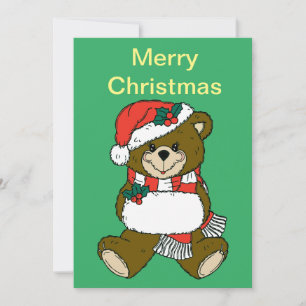 Cartes Pour Fêtes Annuelles Ours en peluche Père Noël Noël Animal Art