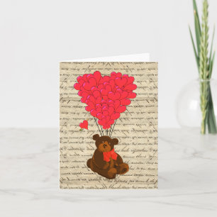 Cartes Pour Fêtes Annuelles Ours et coeur de nounours