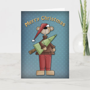 Cartes Pour Fêtes Annuelles Ours mignon avec arbre