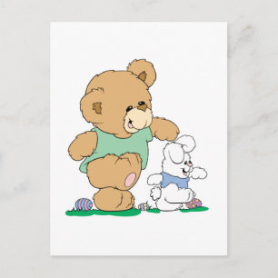 Cartes Pour Fêtes Annuelles Ours mignon et lapin de Pâques