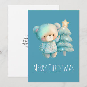 Cartes Pour Fêtes Annuelles Ours mignon et sapin de Noël