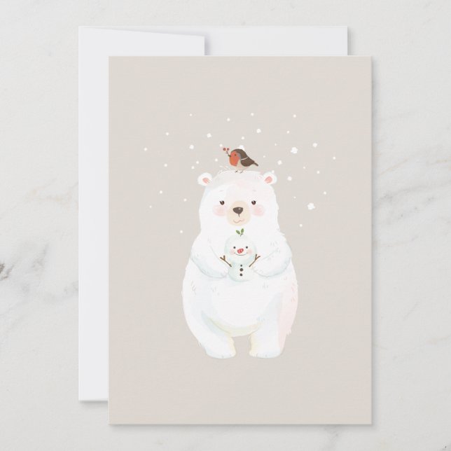 Cartes Pour Fêtes Annuelles Ours neige de Noël (Devant)