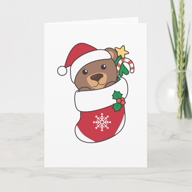 Cartes Pour Fêtes Annuelles Ours Noël Neige Animaux d'hiver Ours (Devant)