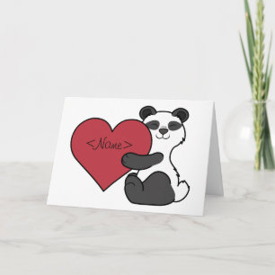 Cartes Pour Fêtes Annuelles Ours panda mignon de Saint-Valentin avec le coeur