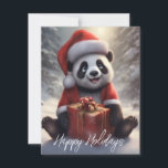 Cartes Pour Fêtes Annuelles Ours Panda Santa<br><div class="desc">Ours Panda Santa adorable et scène de neige en arrière-plan. Personnalisez facilement le texte</div>
