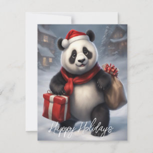 Cartes Pour Fêtes Annuelles Ours Panda Santa